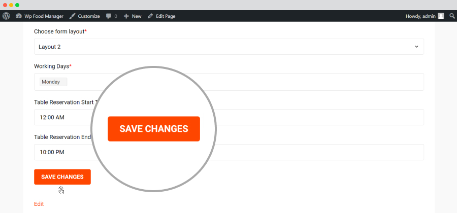 frontend-Restaurant Dashboard-Table Layouts-Edit-Save Changes